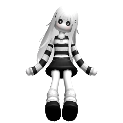 Black and White Sitting Doll On Head