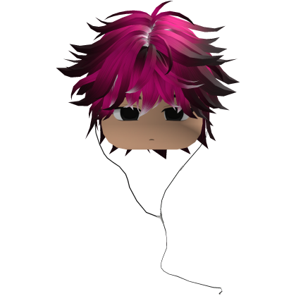 Y2K emo boy with headphones, pink black hair