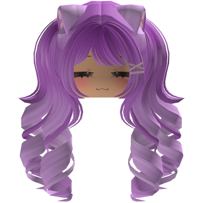 Cute hair emo Y2K cat-ear braids (pink-purple)