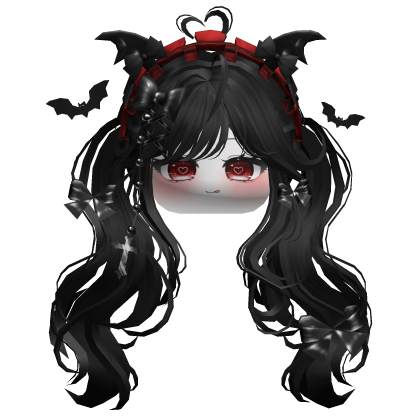 Goth Wavy Pigtails w/Headband (Black)