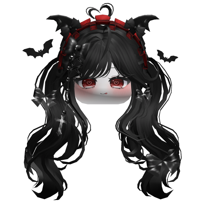 Goth Wavy Pigtails w/Headband (Black)