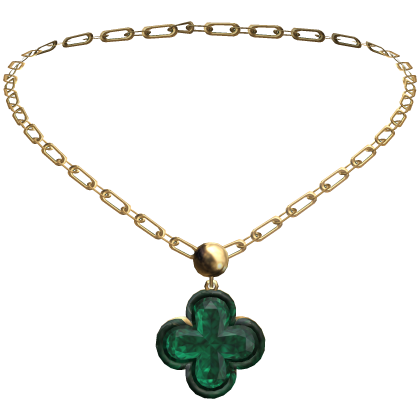 Simple Gold Clover Necklace 3.0 - Green Emerald