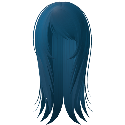 ☆ emo scene messy wispy long hair blue