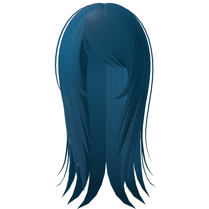 ☆ emo scene messy wispy long hair blue