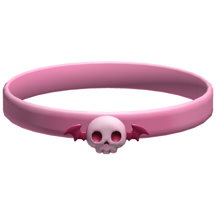 black and pink skull bat thin halloween choker