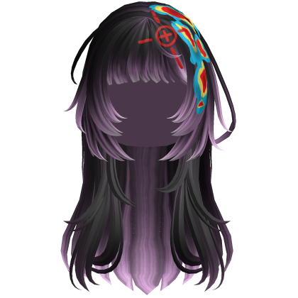 Black Pink Heatwave Crosshair Punk Flowy Girl Hair