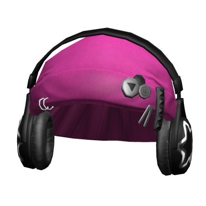 Hot Pink Y2k Grunge Beanie with Headphones Roblox item