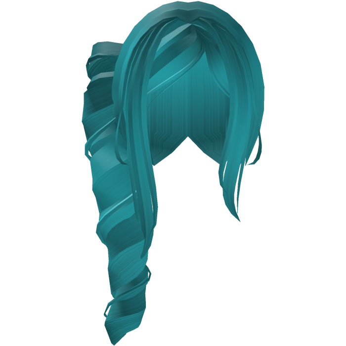 Adorable Long Swirly Side Ponytail in Ocean Blue