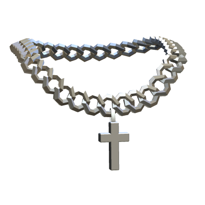 silver chrome cross chain necklace