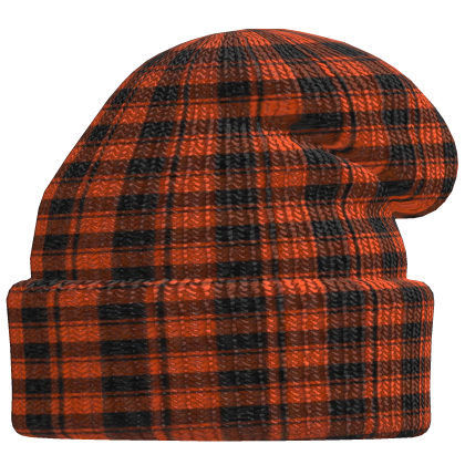 slouchy beanie orange black plaid Roblox item