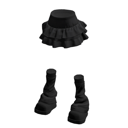 Mini Skirt Leg Warmers Boots Set - black thumbnail