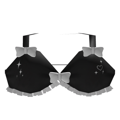 🎀 kawaii cute top bows ruffles black white Roblox item