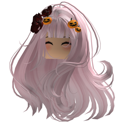 Pink Wavy Gothic Rose & Pumpkin Hair w/ Face