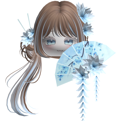 Side Ponytail w/ Cherry Blossoms & Fan