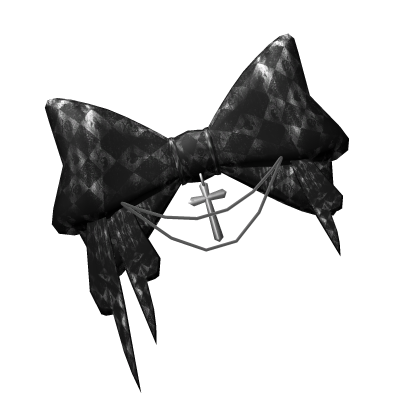 𝜗𝜚 Black Checkered Gothic Bow Hair Clip w/ Cross Roblox item