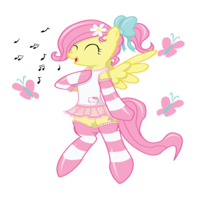 Fluttershy singing in a hello kitty clothes Roblox decal