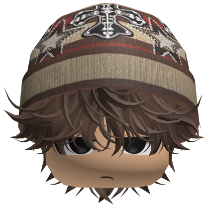 Messy Spikey Hair W/ Skater Beanie Brown V6 Roblox item