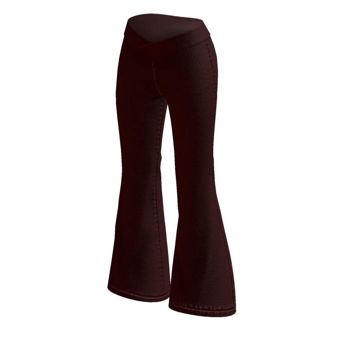 Flared Pants with V Waist (Burgundy)