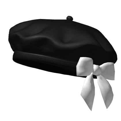 Black Beret With White Bow