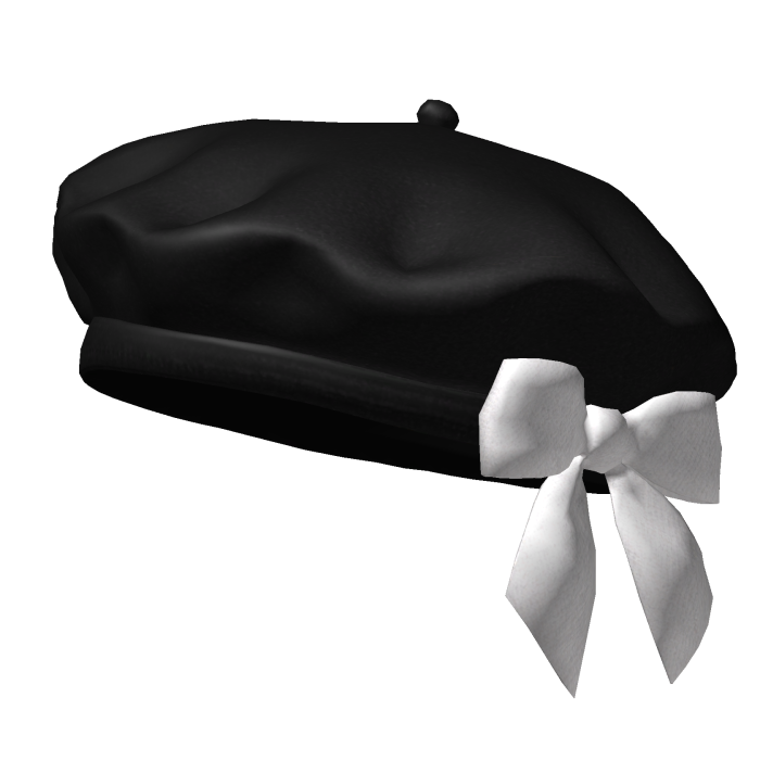 Black Beret With White Bow