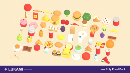 Low Poly Food Pack Fruit Burger Sushi Drink x60 preview 1