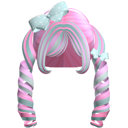 cute pink & teal anime tornado pigtails