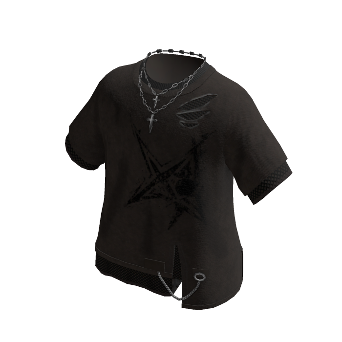 Star Graphic Tee w/ Beaded Choker (Black)