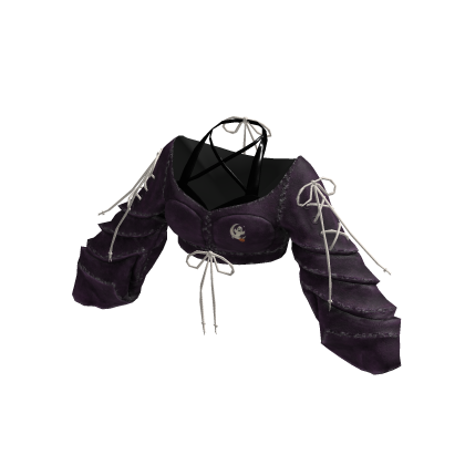 Halloween Purple Goth Laced Off Shoulder Crop Top thumbnail