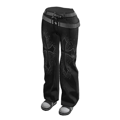 Black Y2K Jeans w Studded Belt | Roblox Item - Rolimon's