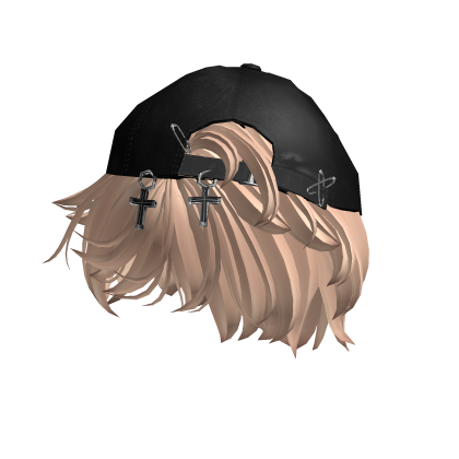 Blonde Messy Emo Hair w/ Y2K Distressed Cap    Roblox item