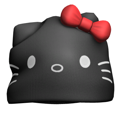 Kawaii kitty india beanie - Black /w red bow