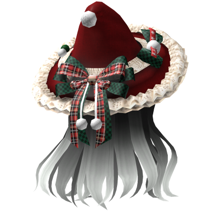 Beautiful Christmas hat hairstyle (White-red) Roblox item