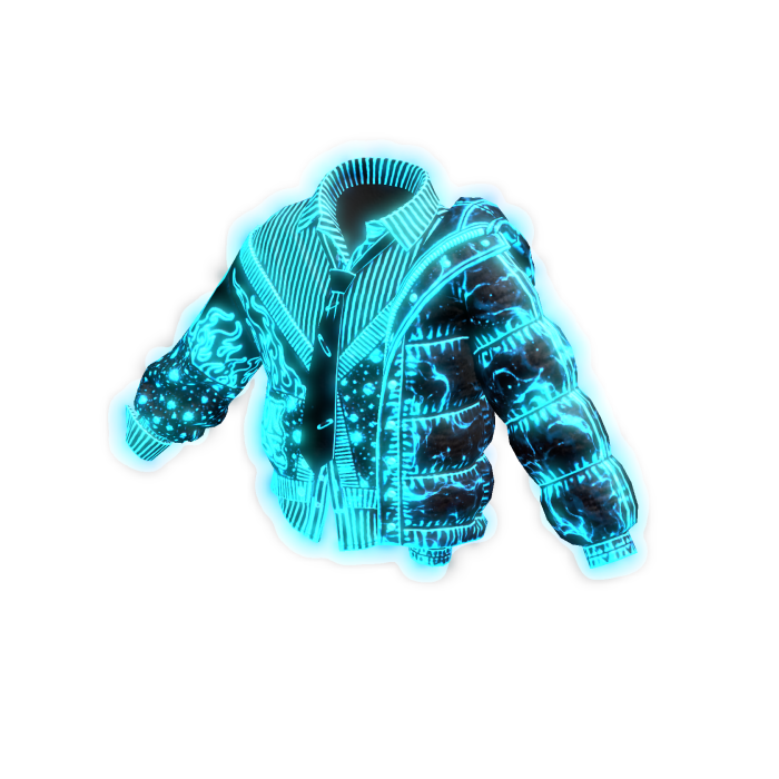 Glow Blue Emissive Grunge Layered Puffer BOEVI