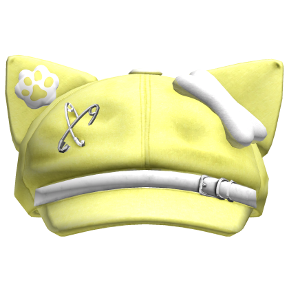 Pastel Butter Yellow Kawaii Cat Beret