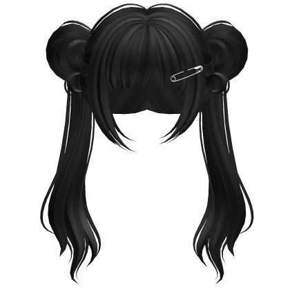 Long Anime Idol Twintails Black V3 w/ Safety Pin Roblox item