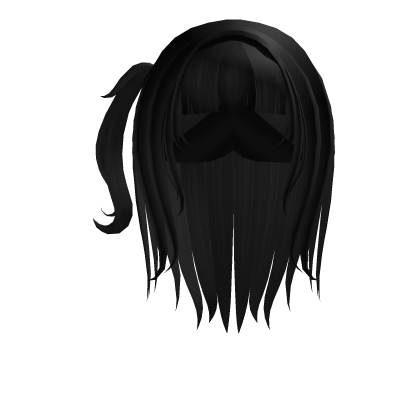 ♡ : black flowy straight hair with side ponytail Roblox item