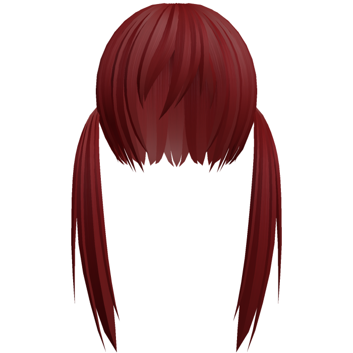 red razor cut low pigtails