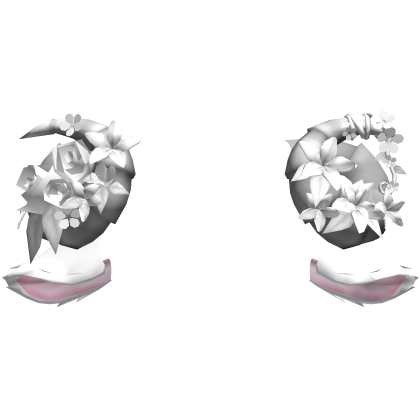 White Goat Sheep Flowery Gray Horns w Ears
