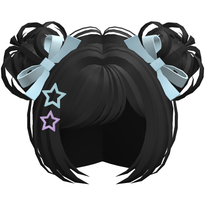 Cute Kawaii Starry Space Buns in Black
