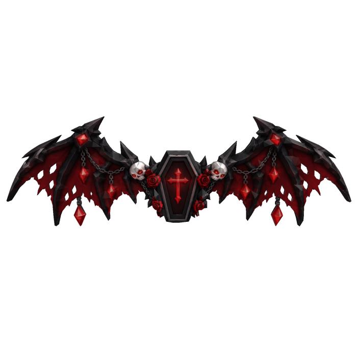 Halloween red big wings w skulls & cross on middle