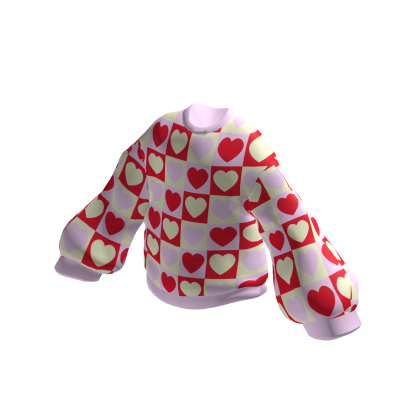 Cute Hearts Sweater Red & White thumbnail