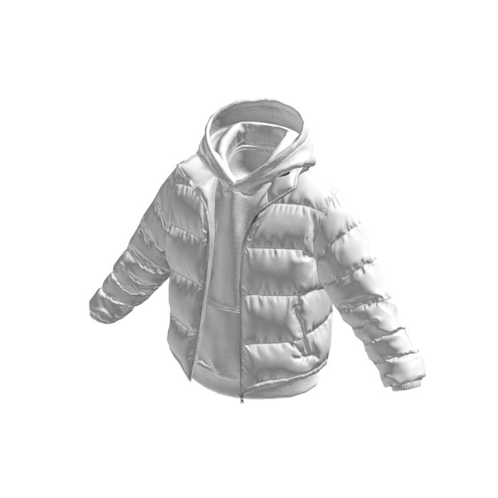 White Layered Hoodie w/ White Puffer Jacket