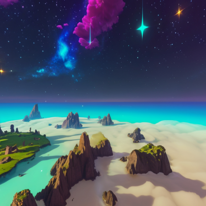 Neon Islands Night Sky