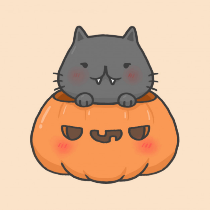 Halloween cute cat in pumpkin Roblox decal