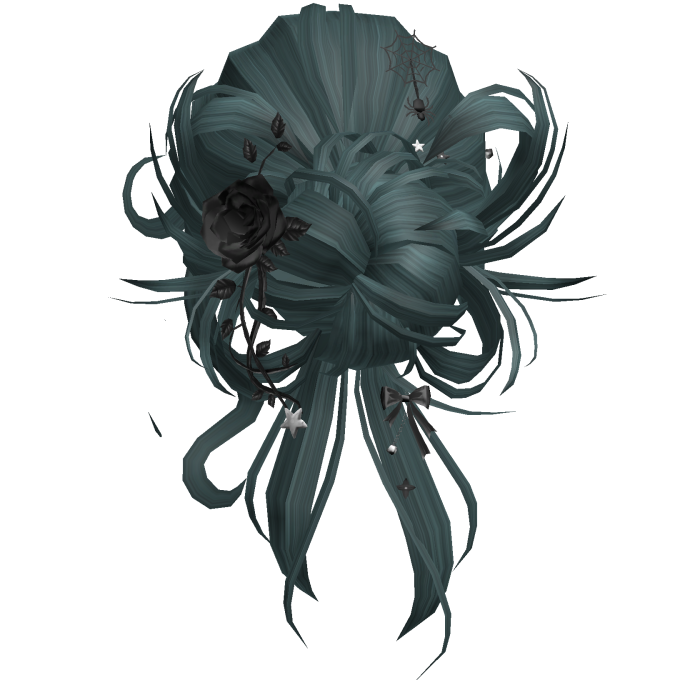 Gothic Messy Rose Thorn Bun (Teal)