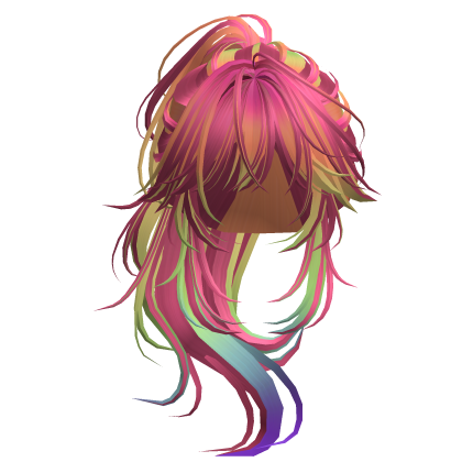 Wolfcut Anime Layered Ponytail Pink Rainbow