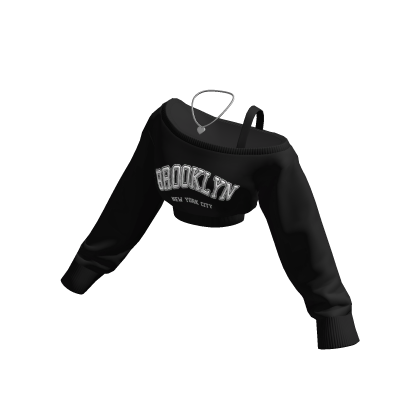 Brooklyn Cropped Off Shoulder Shirt Black Necklace thumbnail