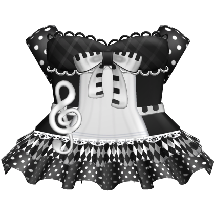 Cute Black Polka Dots Music Note Piano Dress