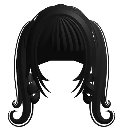 Cute Kawaii Curly Long Pigtails in Black Roblox item