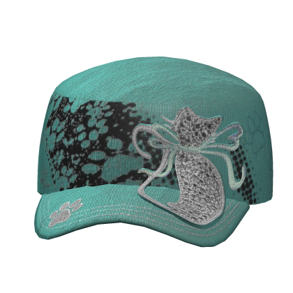 Y2k Teal McBling Cat Cap